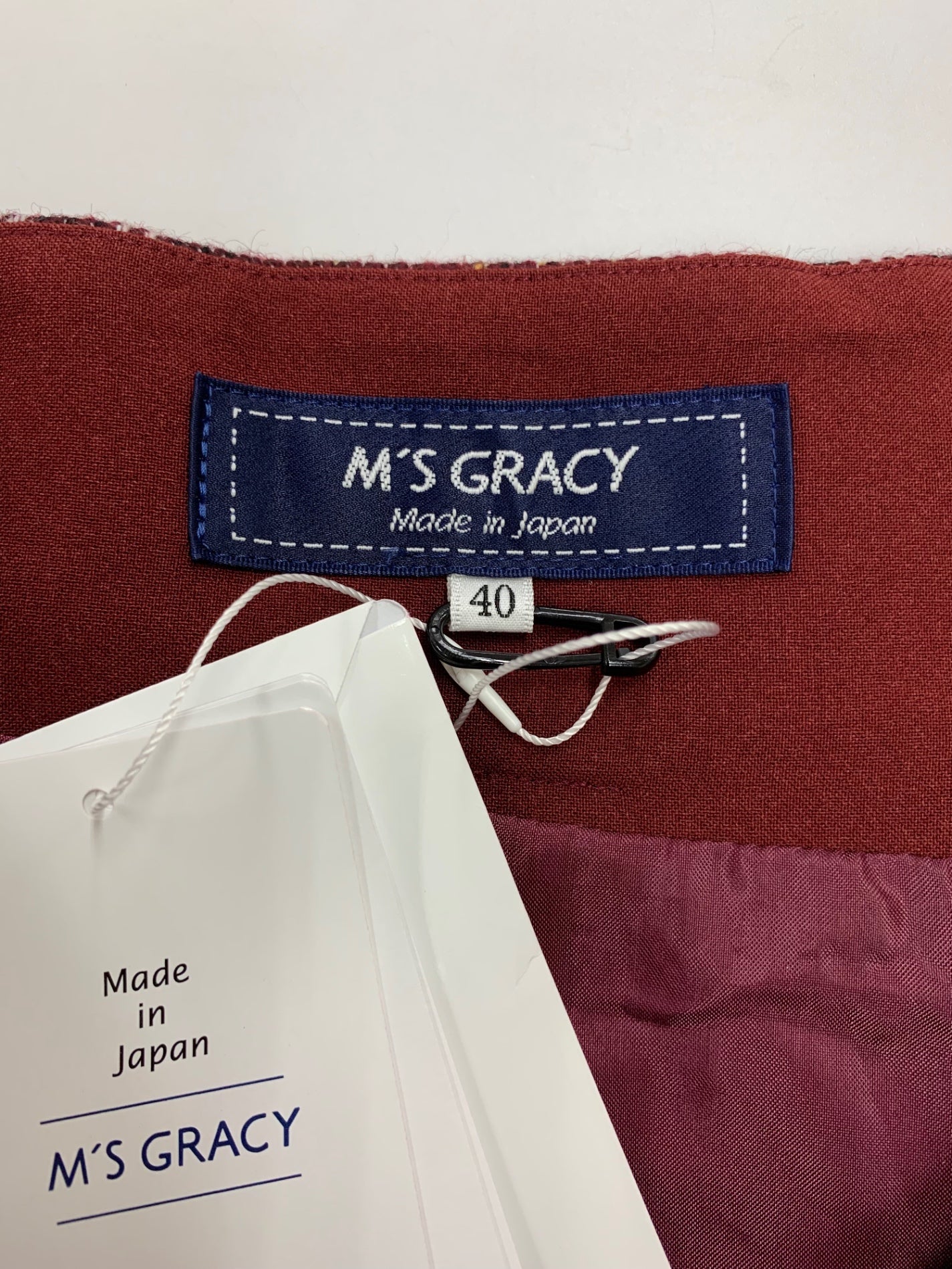 エムズグレイシー チェック柄 ラップ 417607 スカート 40 レッド ウール混 ITLDL7HOW87C 【SALE】