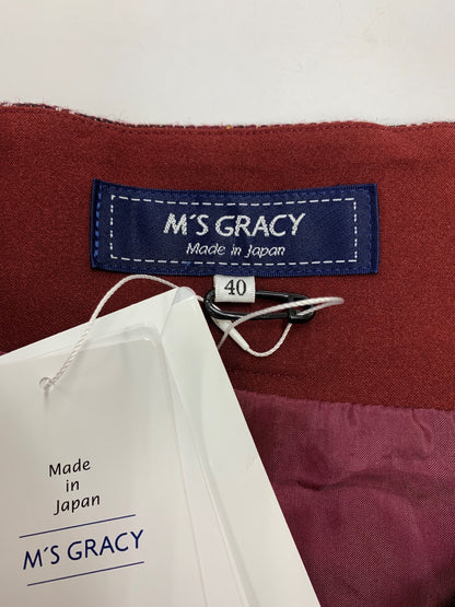 エムズグレイシー チェック柄 ラップ 417607 スカート 40 レッド ウール混 ITLDL7HOW87C 【SALE】