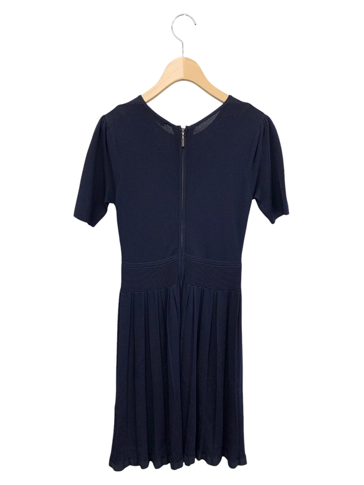 エムプルミエクチュール F718-026 ニットワンピース 36 ネイビー プリーツ ITZ2N2TH6RVC