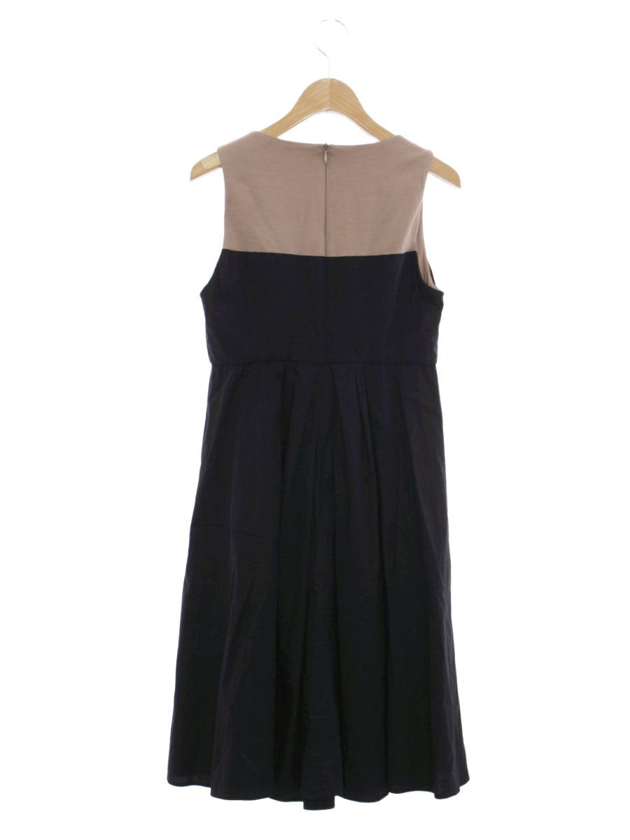 ポールカ 713EAC ワンピース 38 ブラック Vネック リボン タックフレア ITBYLRSXRNGM 【SALE】