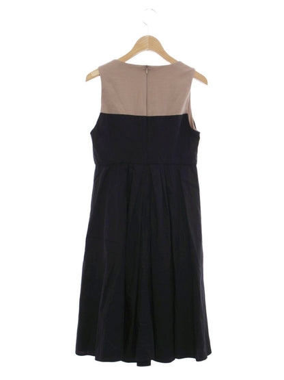 ポールカ 713EAC ワンピース 38 ブラック Vネック リボン タックフレア ITBYLRSXRNGM 【SALE】