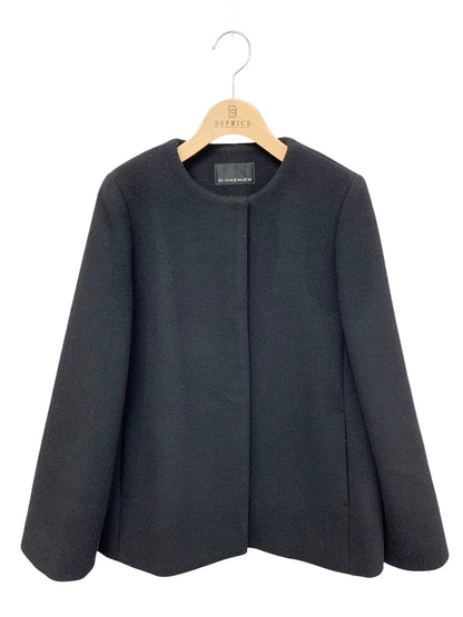 エムプルミエ A233-003 ジャケット 36 ブラック ノーカラー ウール混 IT76GIBR82LB