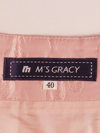 エムズグレイシー 527504 スカート 40 ピンク フラワーモチーフ ラメ フレアー IT76WUD63S00
