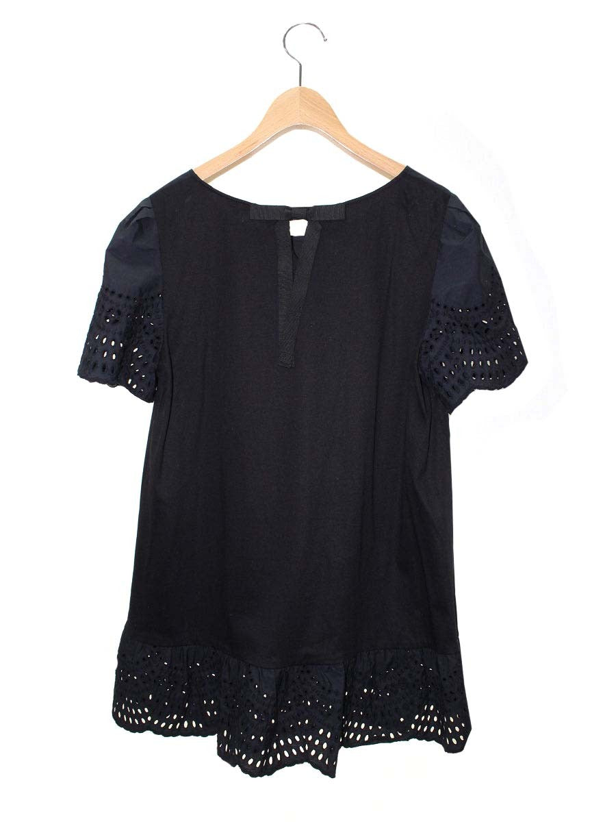 トゥービーシック W5P14-782-09 チュニック 42 ブラック カットワーク 刺繍 ITKTWC2821JC