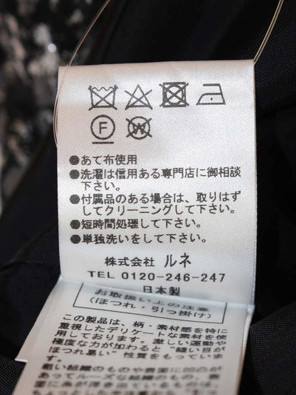 ルネ 6746260 ワンピース 34 ブラック アシンメトリー ツイード ITP472BGIS62