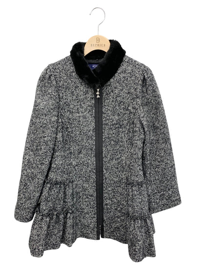 エムズグレイシー 119607 コート 38 ブラック ウール シルク混 ファー ITB7FPUD283M