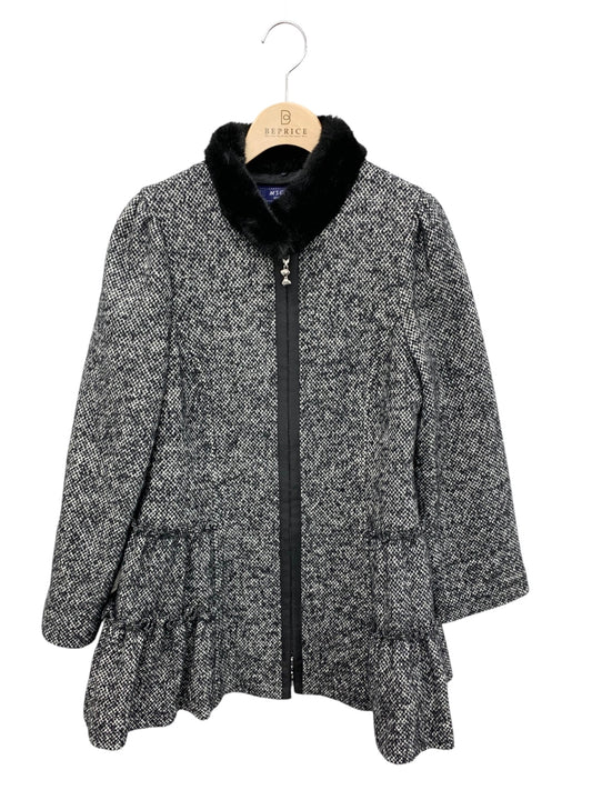 エムズグレイシー 119607 コート 38 ブラック ウール シルク混 ファー ITB7FPUD283M