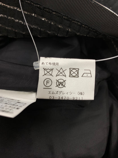 エムズグレイシー 017707 スカート 38 ブラック ラメ キルティング フレアー リボン IT796CJOOE2K