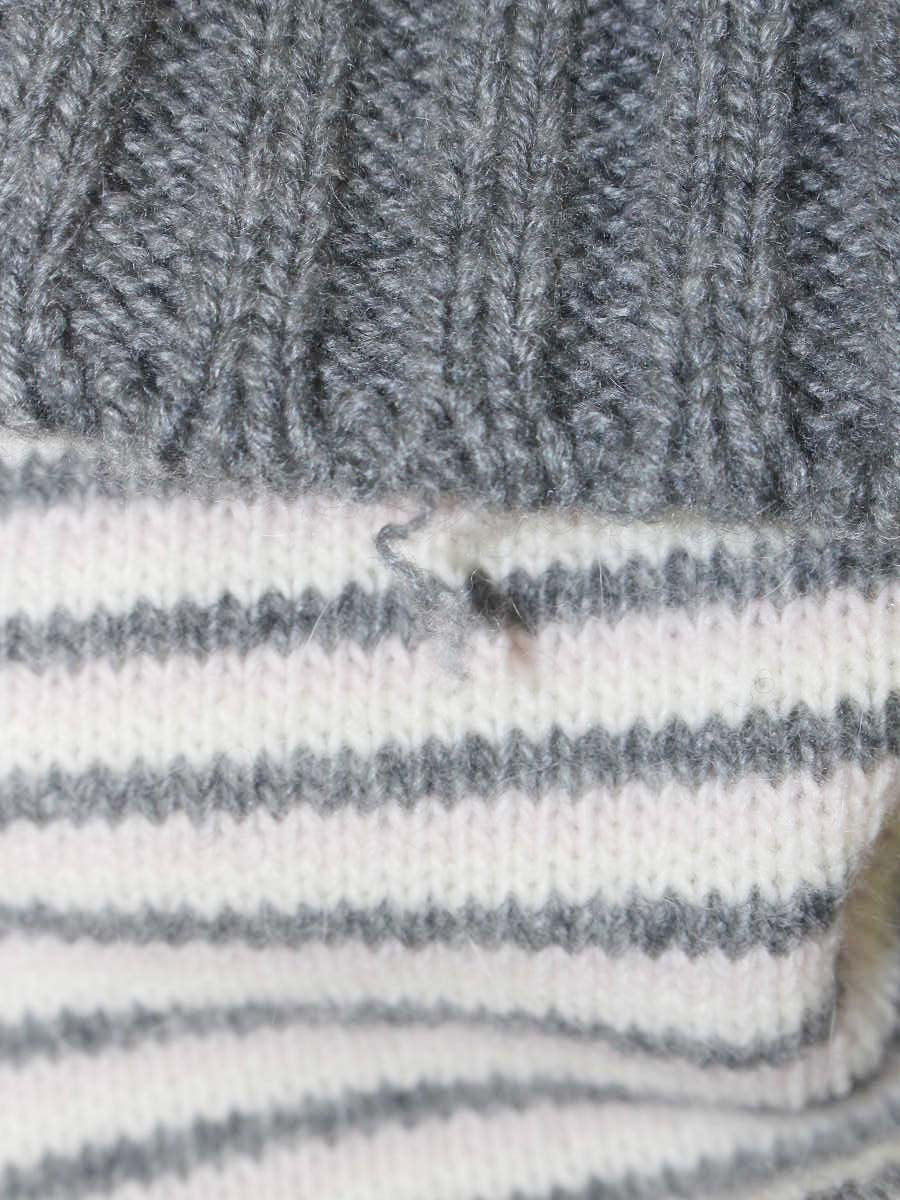 ルネ ニットワンピース 36 グレー ボーダー タートルネック カシミヤ ITEV9PD3ARMY