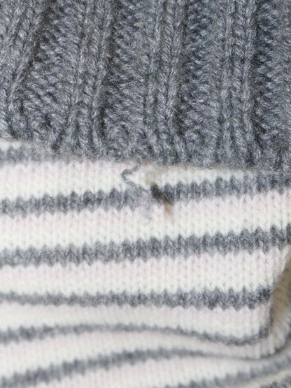 ルネ ニットワンピース 36 グレー ボーダー タートルネック カシミヤ ITEV9PD3ARMY