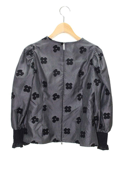 エムズグレイシー 310505 ブラウス 36 ブラック ギンガムチェック お花モチーフ IT8C2OBCIFAA