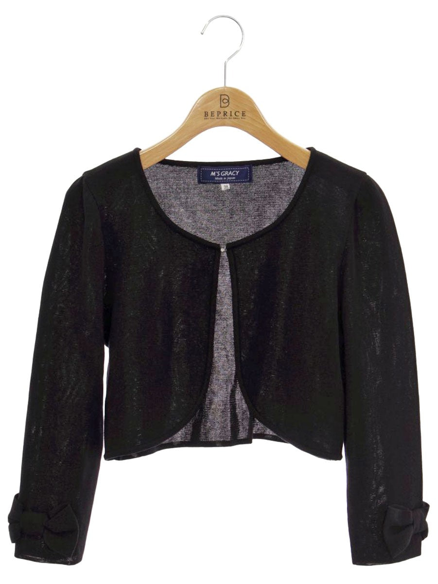 エムズグレイシー 018321 ボレロ 38 ブラック カーディガン 袖リボン IT8GH4XPF3BS