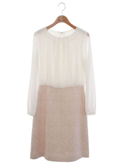 エリザ 27508181 ワンピース 2 ピンク ツイード スパンコール 袖シアー ITK06ZJGNRXO