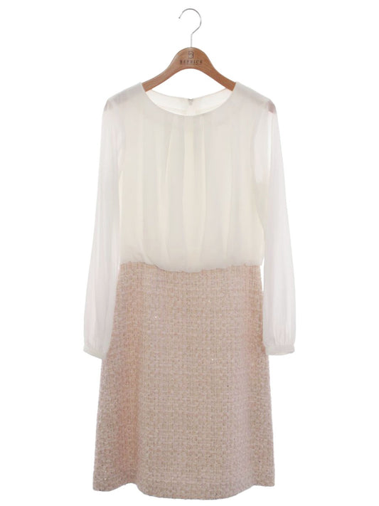 エリザ 27508181 ワンピース 2 ピンク ツイード スパンコール 袖シアー ITK06ZJGNRXO