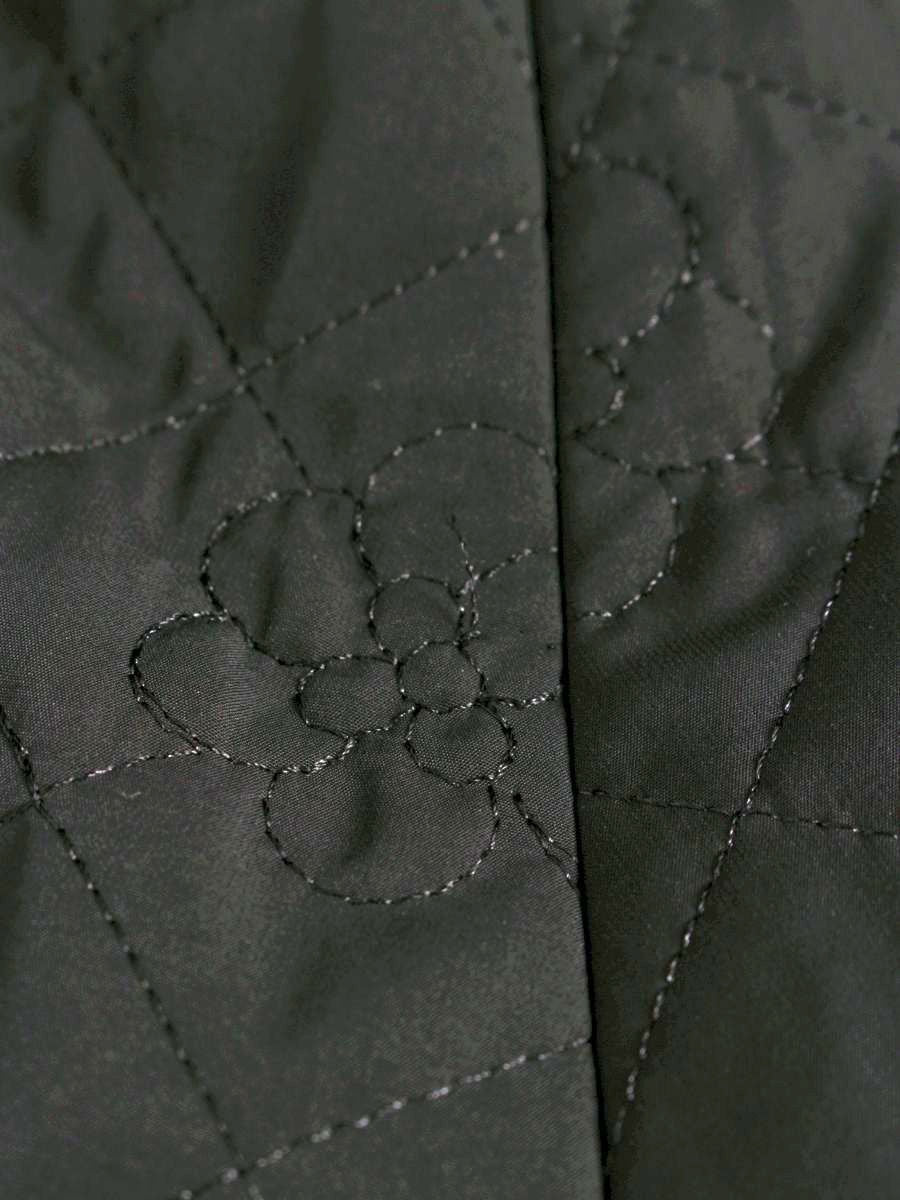 エムズグレイシー カメリアｘリボン柄キルティングフレア 417613 スカート 40 ブラック ITBCMPIOEDDC