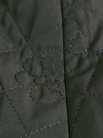 エムズグレイシー カメリアｘリボン柄キルティングフレア 417613 スカート 40 ブラック ITBCMPIOEDDC