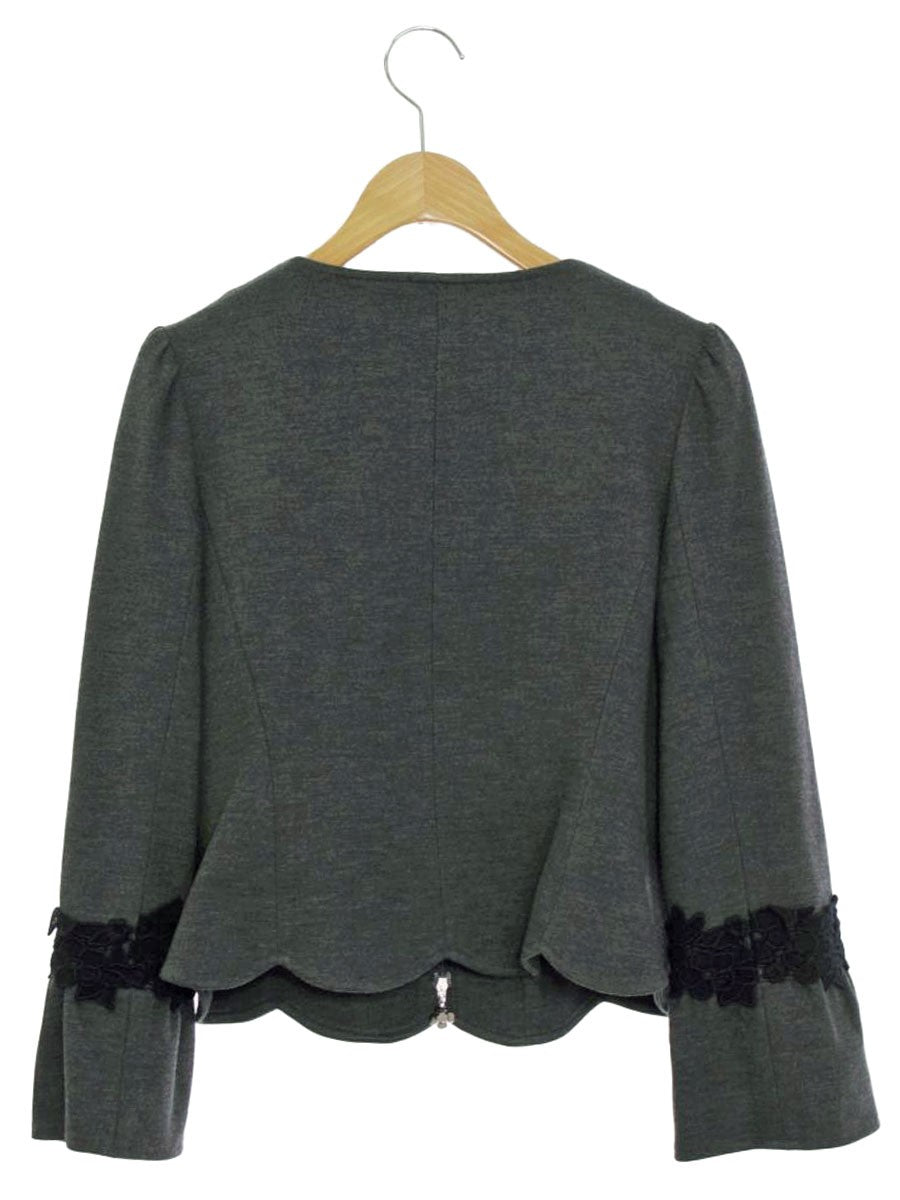 エムズグレイシー 724504 ジャケット 38 グレー ジップアップ ノーカラー ITG998ISQ99A