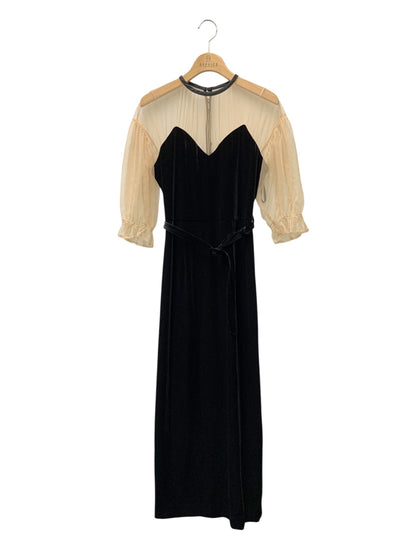 アメリヴィンテージ TULLE SLEEVE TIGHT DRESS ワンピース S ブラック ベロア レース ITYEDOZTAS7A