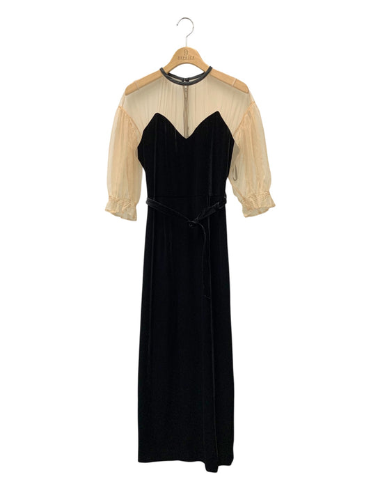 アメリヴィンテージ TULLE SLEEVE TIGHT DRESS ワンピース S ブラック ベロア レース ITYEDOZTAS7A