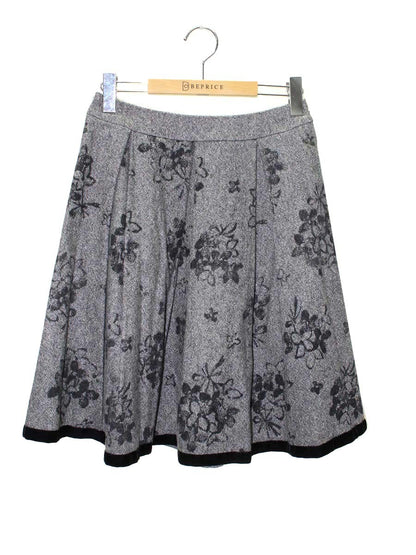 エムズグレイシー 127557 スカート 38 グレー フラワーモチーフ ウール ベロア ITDLIW553BHE