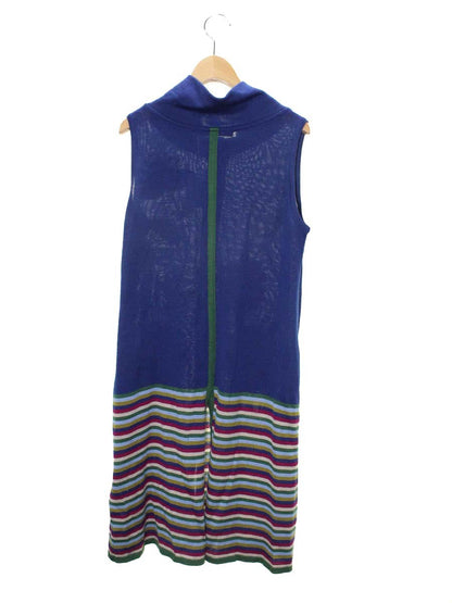 アルベロベロ 825596 カーディガン F ネイビー ロング ニット フロントボタン フラワーモチーフ ボーダー ITT6VUVH7Y3G