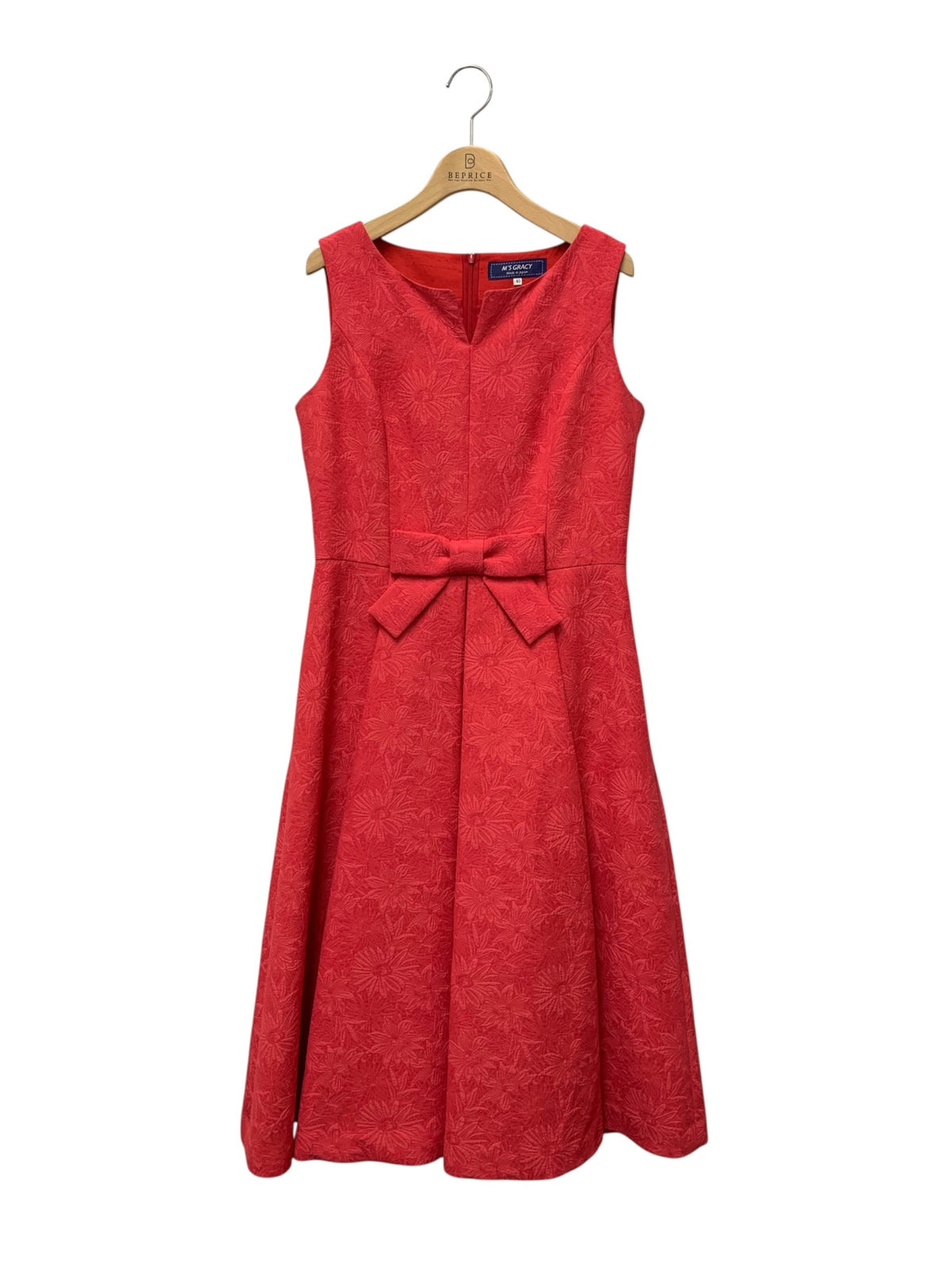 エムズグレイシー 411354 ワンピース 40 レッド フラワー ラメ リボン ITCSW27WILOG