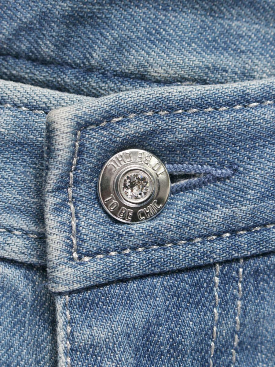 トゥービーシック W5R13-164-26 デニムパンツ 40 ブルー クロップド フリル IT36B84D8O1O