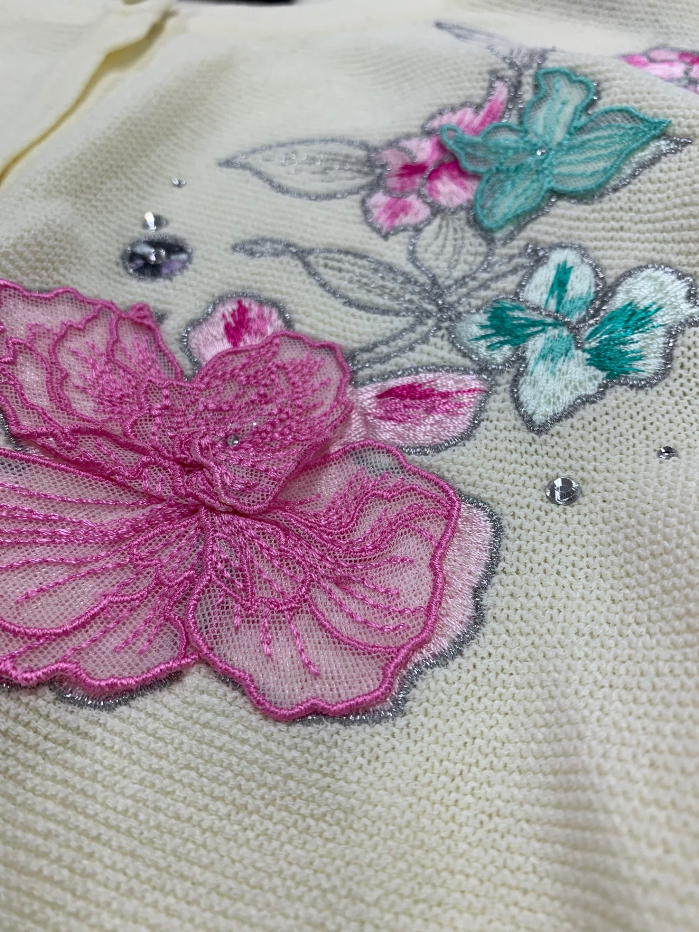 レオナールファッション 52F361351 カーディガン 4 ホワイト 刺繍 ITSLVRSIDCQE