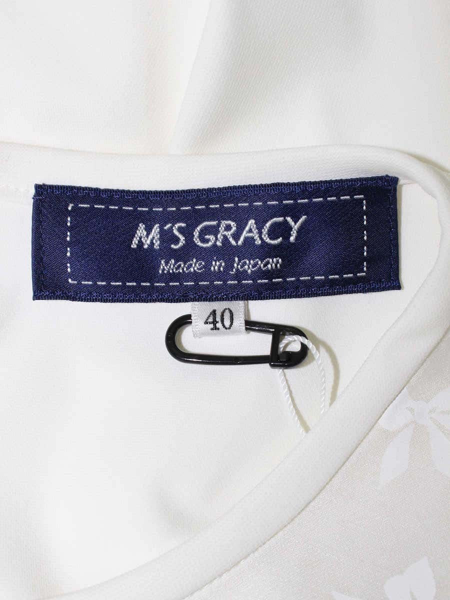 エムズグレイシー 115101 チュニック 40 ホワイト シフォン リボンモチーフ ITFXDBZP04QO