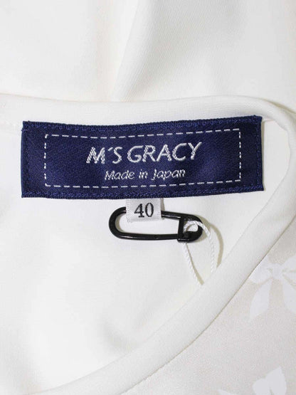 エムズグレイシー 115101 チュニック 40 ホワイト シフォン リボンモチーフ ITFXDBZP04QO
