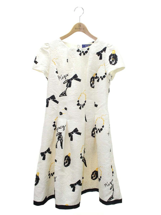 エムズグレイシー モチーフプリントドレス 011542 ワンピース 38 ホワイト ITZ87W7GJXNO