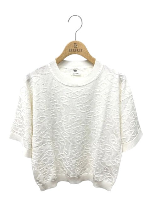 エルメス ナウサ・シェーヌ 4E2649DC ショートスリーブニット 36 ホワイト ダンクル柄 ITPG18F6WOG0 【SALE】