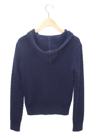 ルネ 6612650 ニットパーカー 34 ネイビー フラワーストーンパールジップ ITJRFASUSCQG