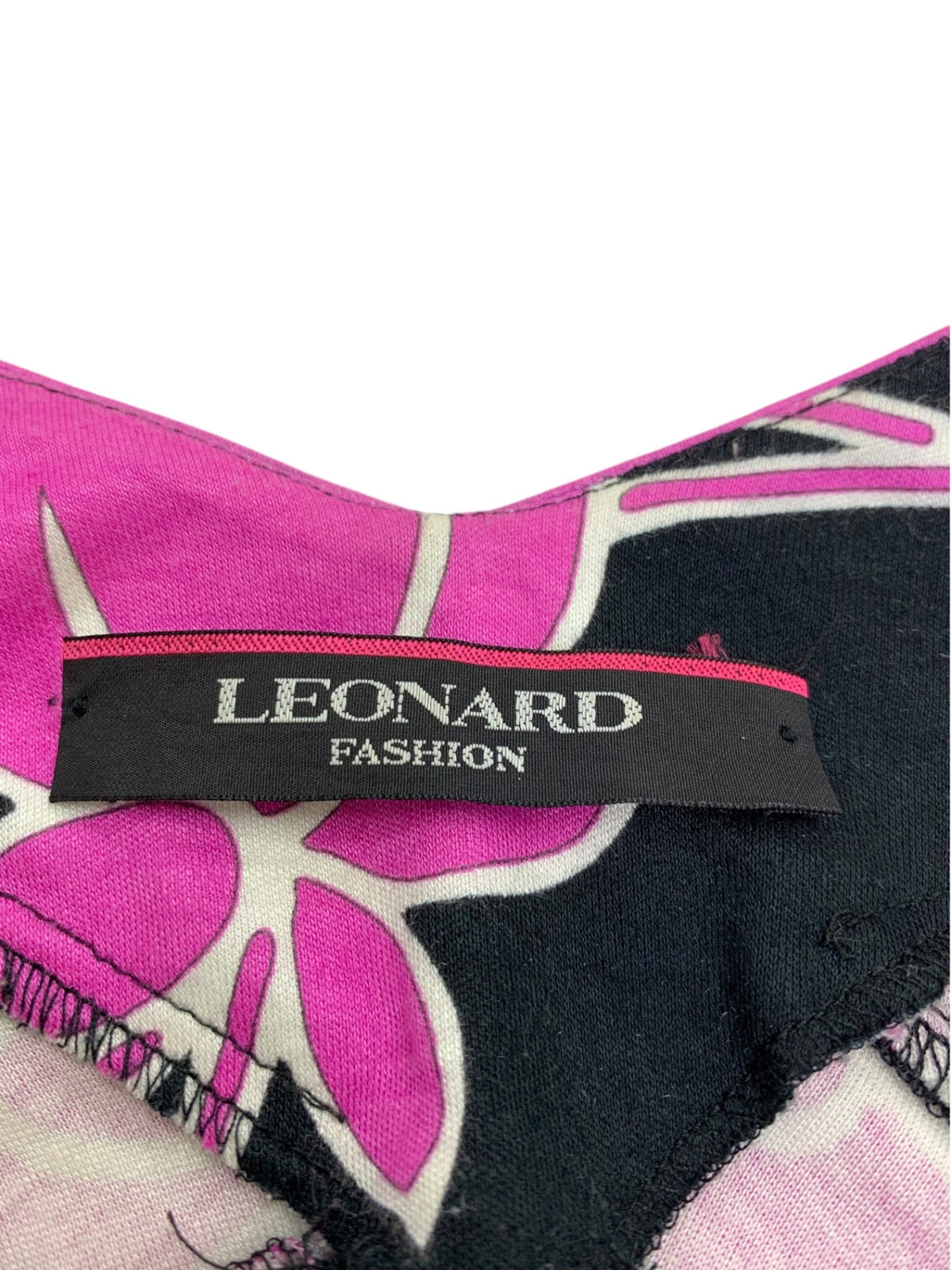 LEONARD FASHION レオナール ワンピース 0350412 花柄 フラワープリント シルク混 長袖 ブラック ピンク 42 ITMGYA6RY4V8