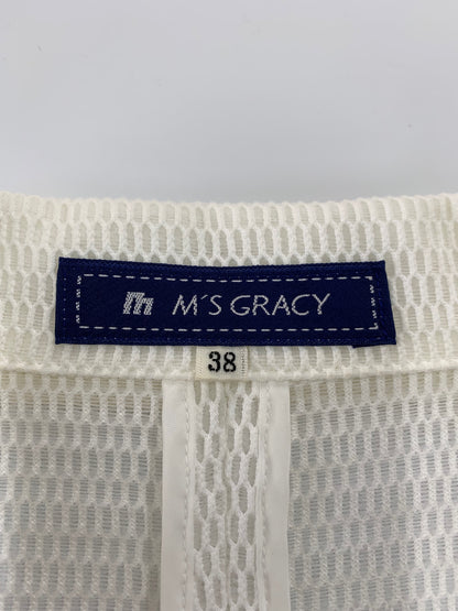 エムズグレイシー 524318 ジャケット 38 ホワイト メッシュ ITAGIUV6QJXG