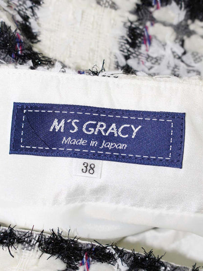 エムズグレイシー ファンシーツイードバイヤススカート 317605 38 ホワイト/ブラック ITP91QUGWOOI