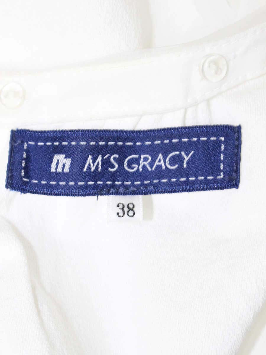 エムズグレイシー 625344 Tシャツ カットソー 38 ホワイト 襟付 花柄 レース ITO71ELVYJDS