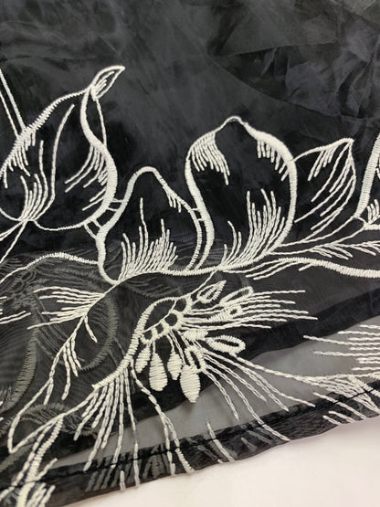 エムズグレイシー お花刺繍ロングフレアースカート 417310 38 ブラック IT80J95E191L