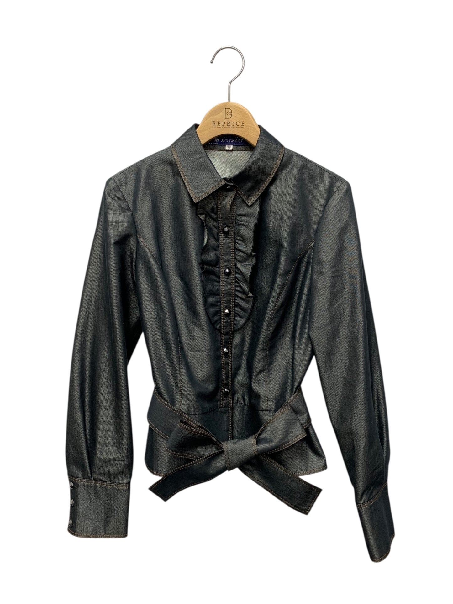 エムズグレイシー 124506 ジャケット 38 ネイビー デニム調 ITMB4CSNCHC8