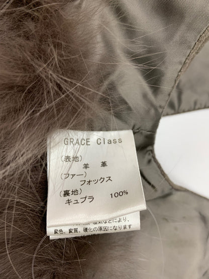 グレースクラス 09090101 ベスト 36 グレー ジレ 羊革 フォックスファー フラワーモチーフ 刺繍 ITBY15JRN09C