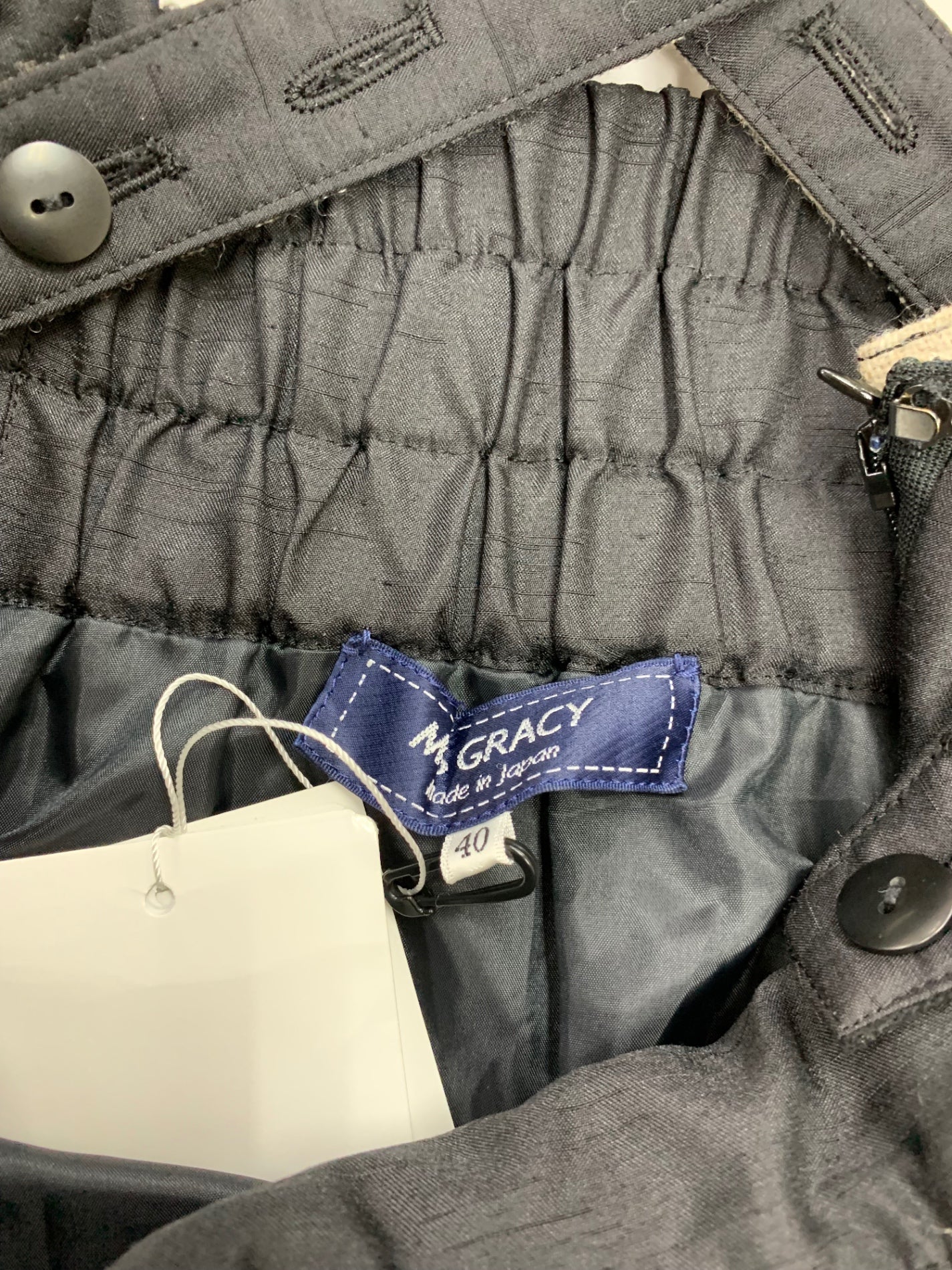 エムズグレイシー 417603 吊りスカート 40 ベージュ ウール混 チェック柄 フレア 肩紐付き IT0JQVV5UVQU