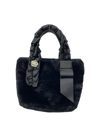 エムズグレイシー 394510 ハンドバッグ ブラック エコファー リボンハンドル ラインストーン ITTY7A7UZ2WM