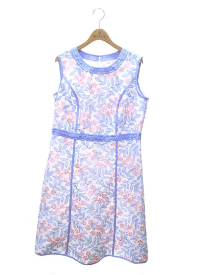 スーパービューティー ワンピース 42 ブルー フラワーモチーフ レース ITRVKWUIWRSN