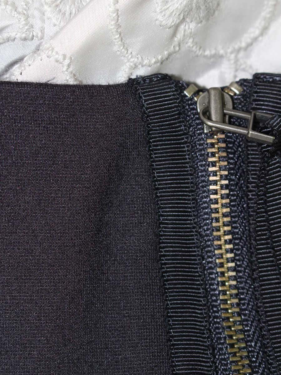 トゥービーシック W7M50-617-08 チュニック 44 ネイビー グレー 素材切替 刺繍 ITEI1GQNTTJQ