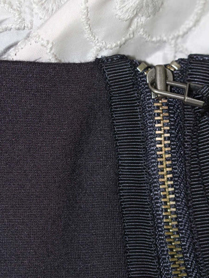 トゥービーシック W7M50-617-08 チュニック 44 ネイビー グレー 素材切替 刺繍 ITEI1GQNTTJQ