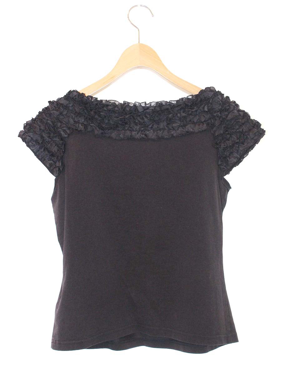 エムズグレイシー 115314 Tシャツ カットソー 38 ブラック 衿フリル ITCMN9X320IM