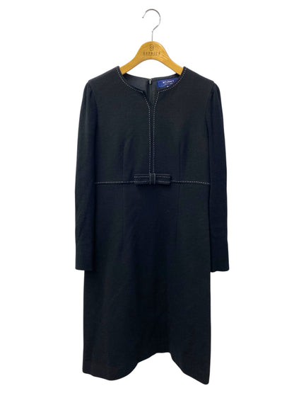 エムズグレイシー 011539 ワンピース 40 ブラック ステッチ ウール リボン IT3284FBDC2K