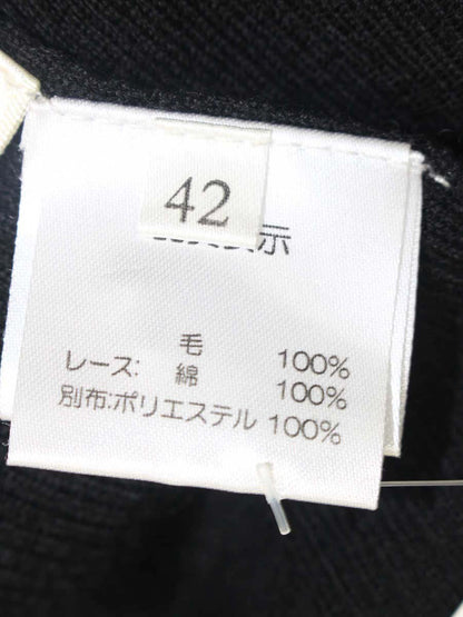 スーパービューティー ニット 42 ブラック 衿ビジュー レース IT1NQ4ZJFSHK