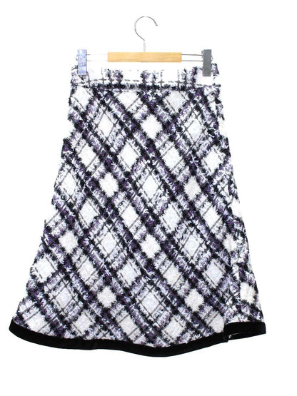 エムズグレイシー ファンシーツイードバイヤススカート 317605 38 ホワイト/ブラック ITP91QUGWOOI