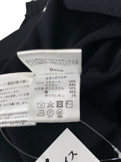 ルネ 6412120 ワンピース 34 ブラック ロゴプレート パール 異素材ミックス IT4FDRSEF222